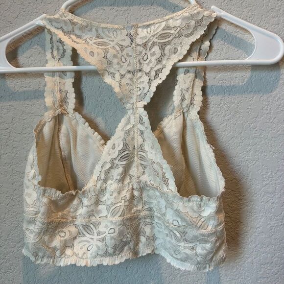 Intimately Free People Cream Lace Racerback Bralette - Size S - EUC - Picture 4 of 5
